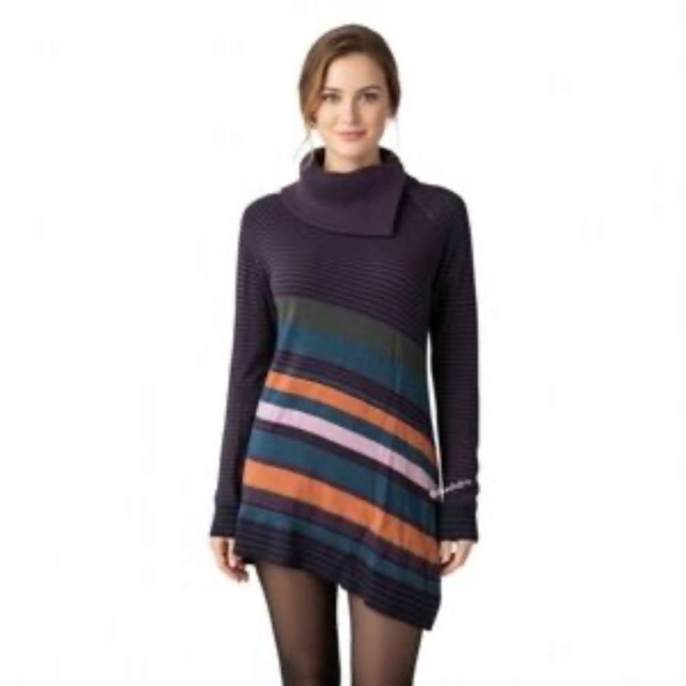 Smartwool cascade valley asymmetrical tunic striped merino wool sweater top